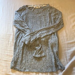 Grey Ribbed Long Top